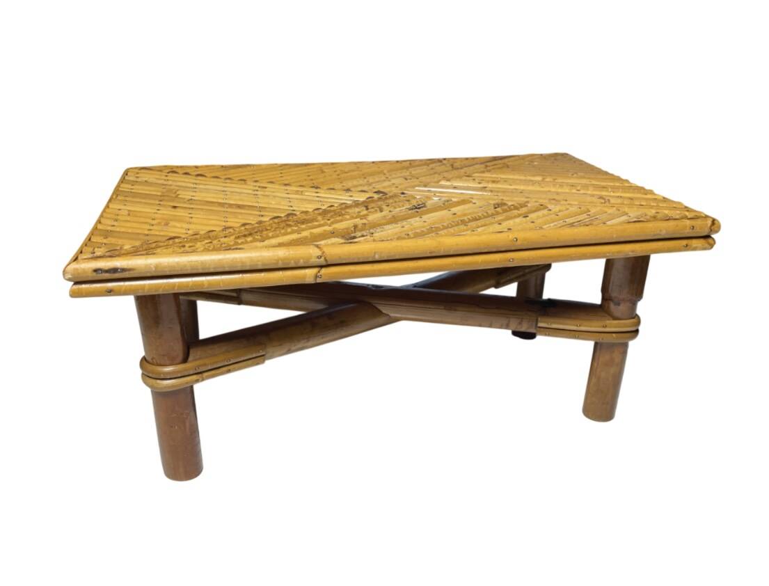 Vintage bamboo and rattan step stool