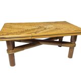 Vintage bamboo and rattan step stool