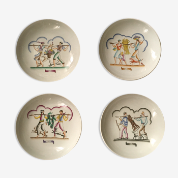 Gio ponti richard ginori, 'the four seasons' rare set of 4 plates