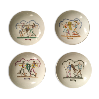 Gio ponti richard ginori, 'the four seasons' rare set of 4 plates