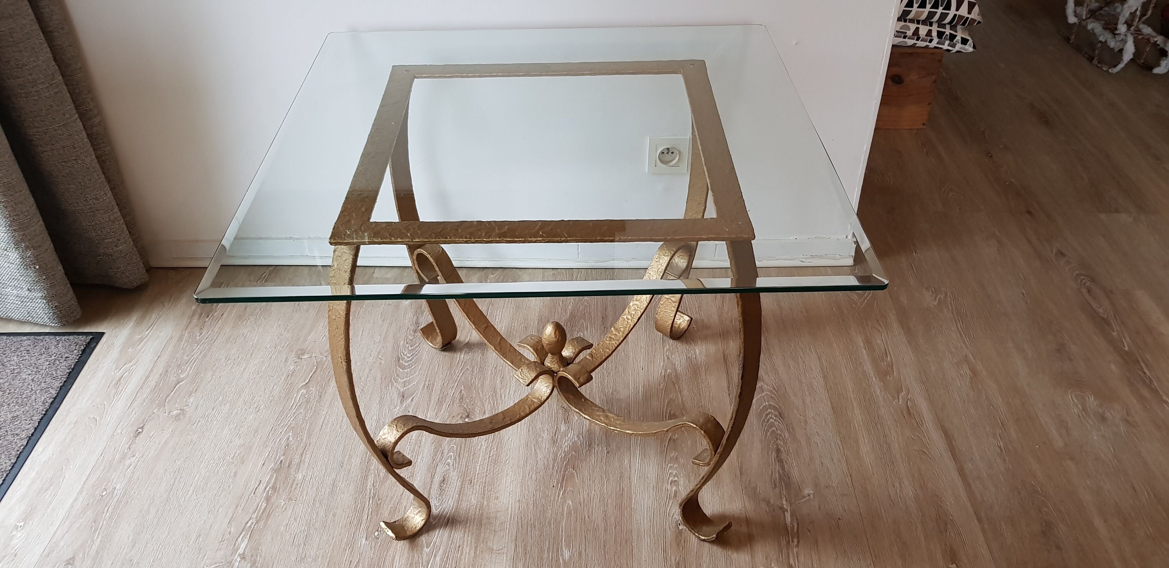Gold iron and glass coffee table