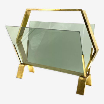 Modern brass magazine rack,  Italy 1970