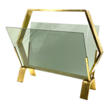 Modern brass magazine rack,  Italy 1970