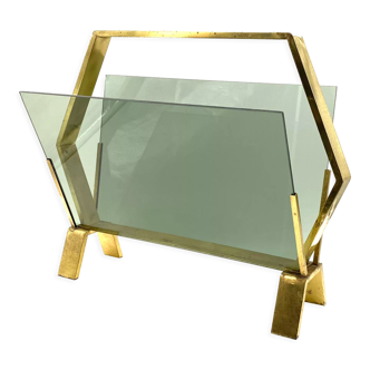 Modern brass magazine rack,  Italy 1970