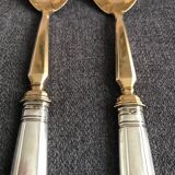 Pair of serving spoons in silver hallmark neck brace