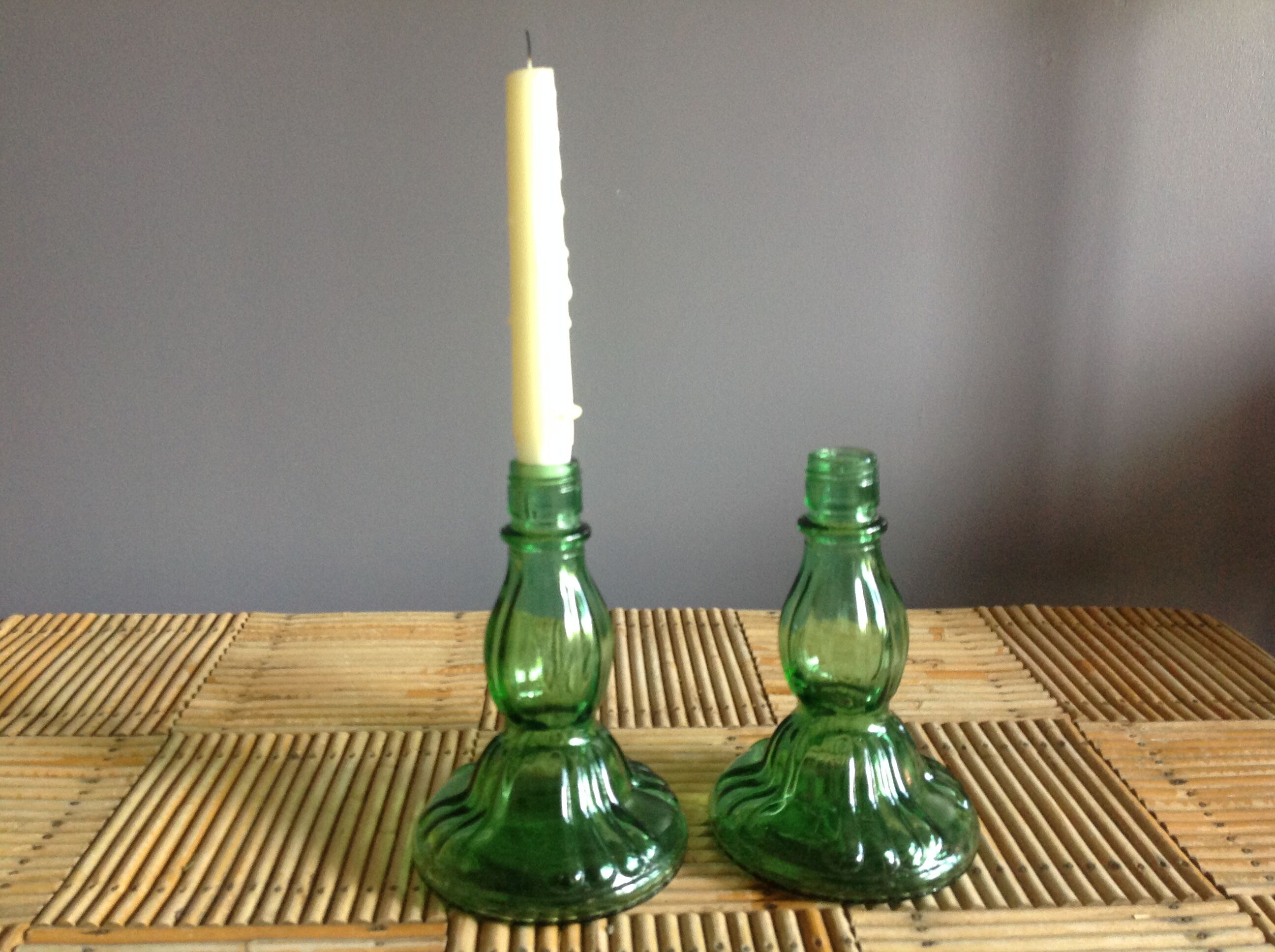 Pair of candlesticks in glass