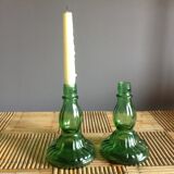Pair of candlesticks in glass