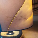 Ceramic lamp, Montclus art workshop, silk lampshade, hand painted
