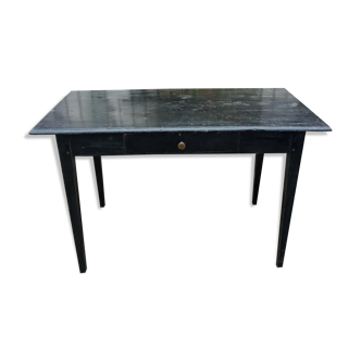 Black lacquered pine desk table