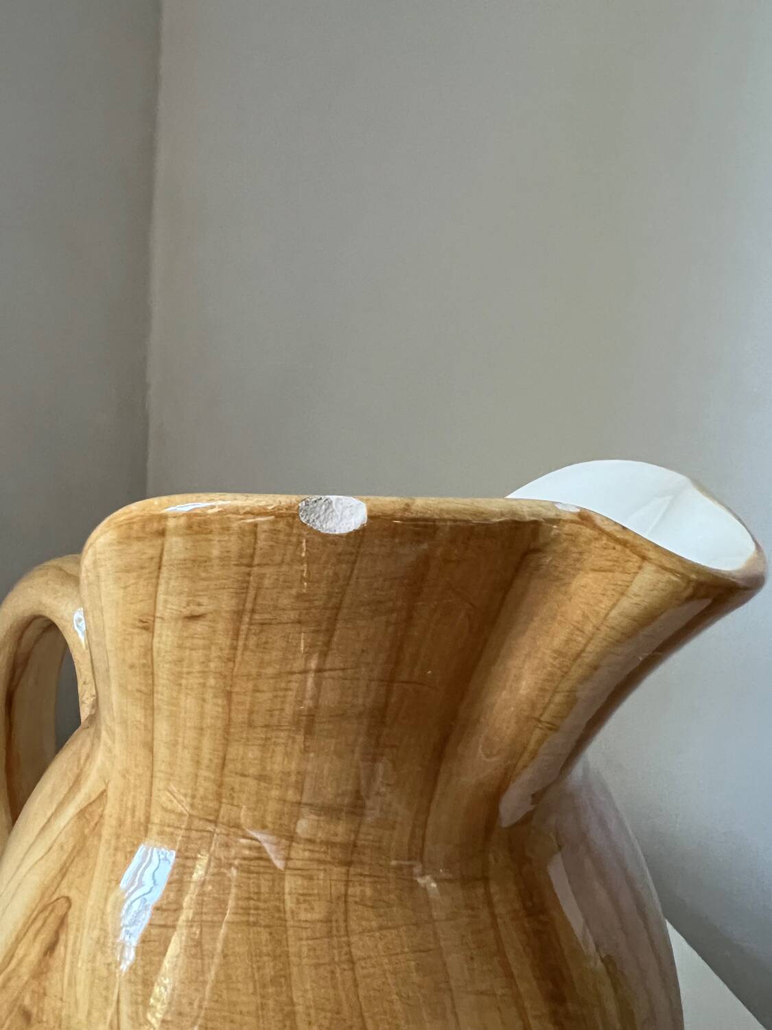 Vallauris Grandjean Jourdan pitcher with wood effect, 1950