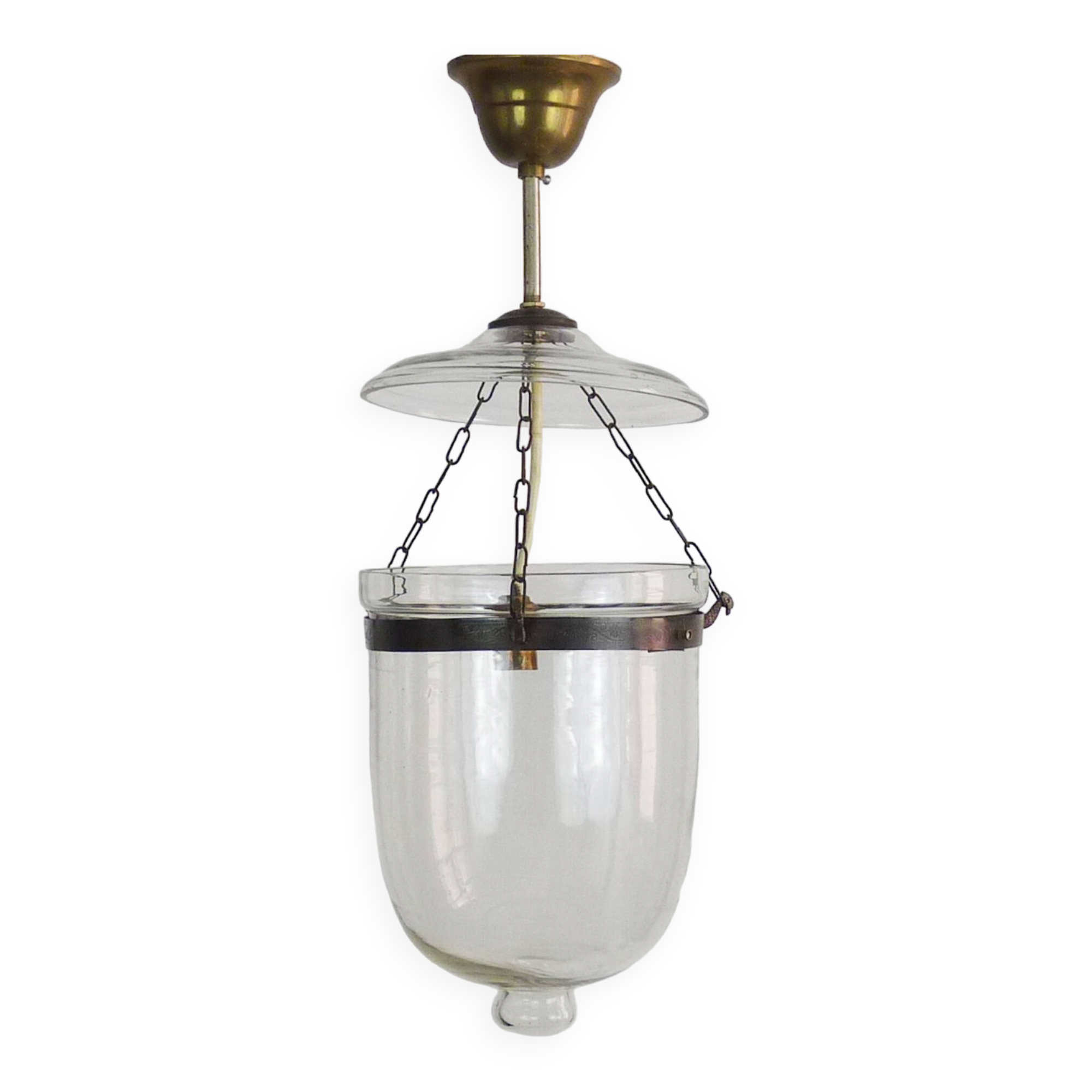 Glass bell lantern with its fumivore. XIXth