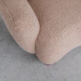 Danish mid-century wingback upholstered boucle armchair