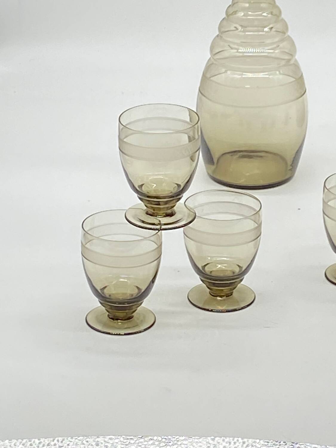 Glass service / pitcher / carafe art deco style / vintage / black smoked glass