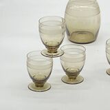 Glass service / pitcher / carafe art deco style / vintage / black smoked glass