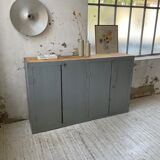 Factory blue patinated workshop furniture