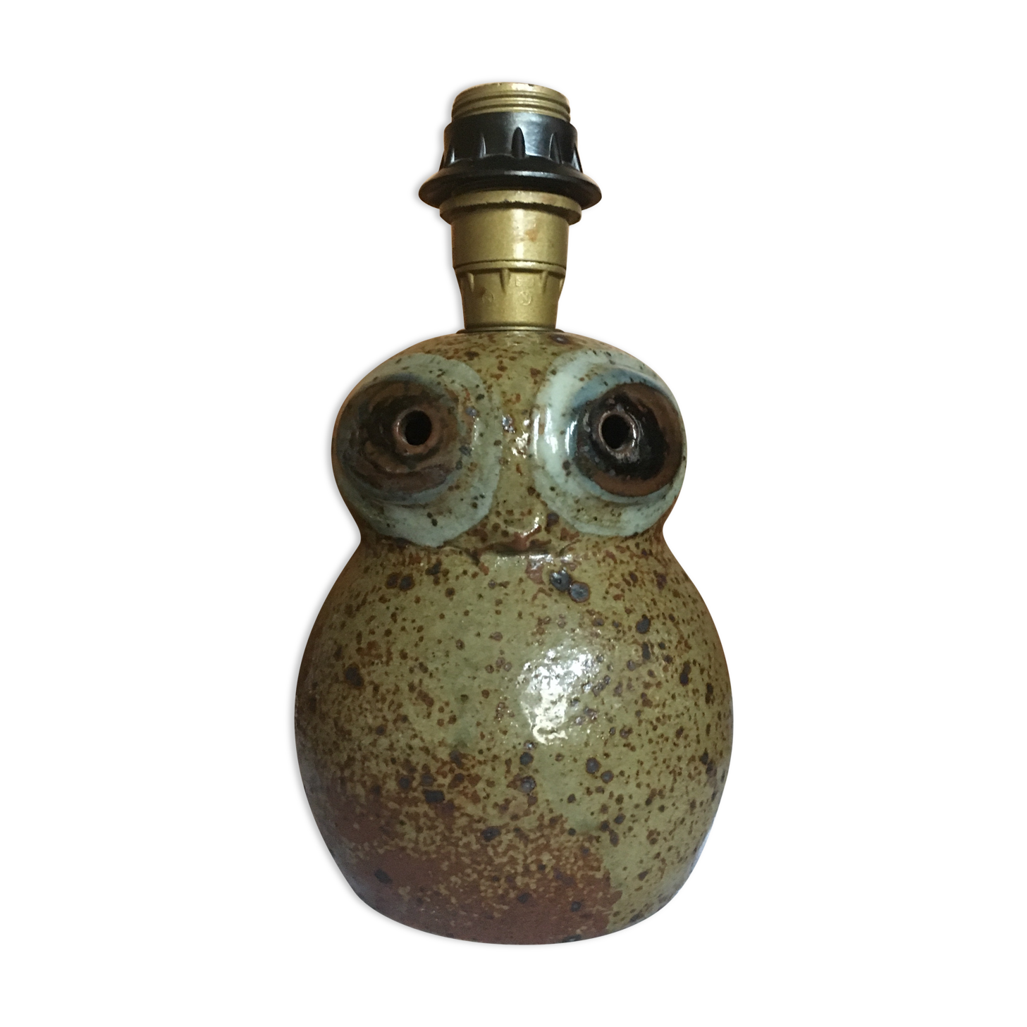 Pyrity sandstone owl lamp signed Guy Baudat