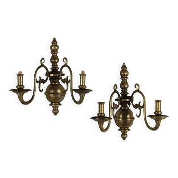 Paire d’appliques murales anciennes style baroque XXe siècle