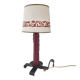Vintage lamp in burgundy and black leather 1950