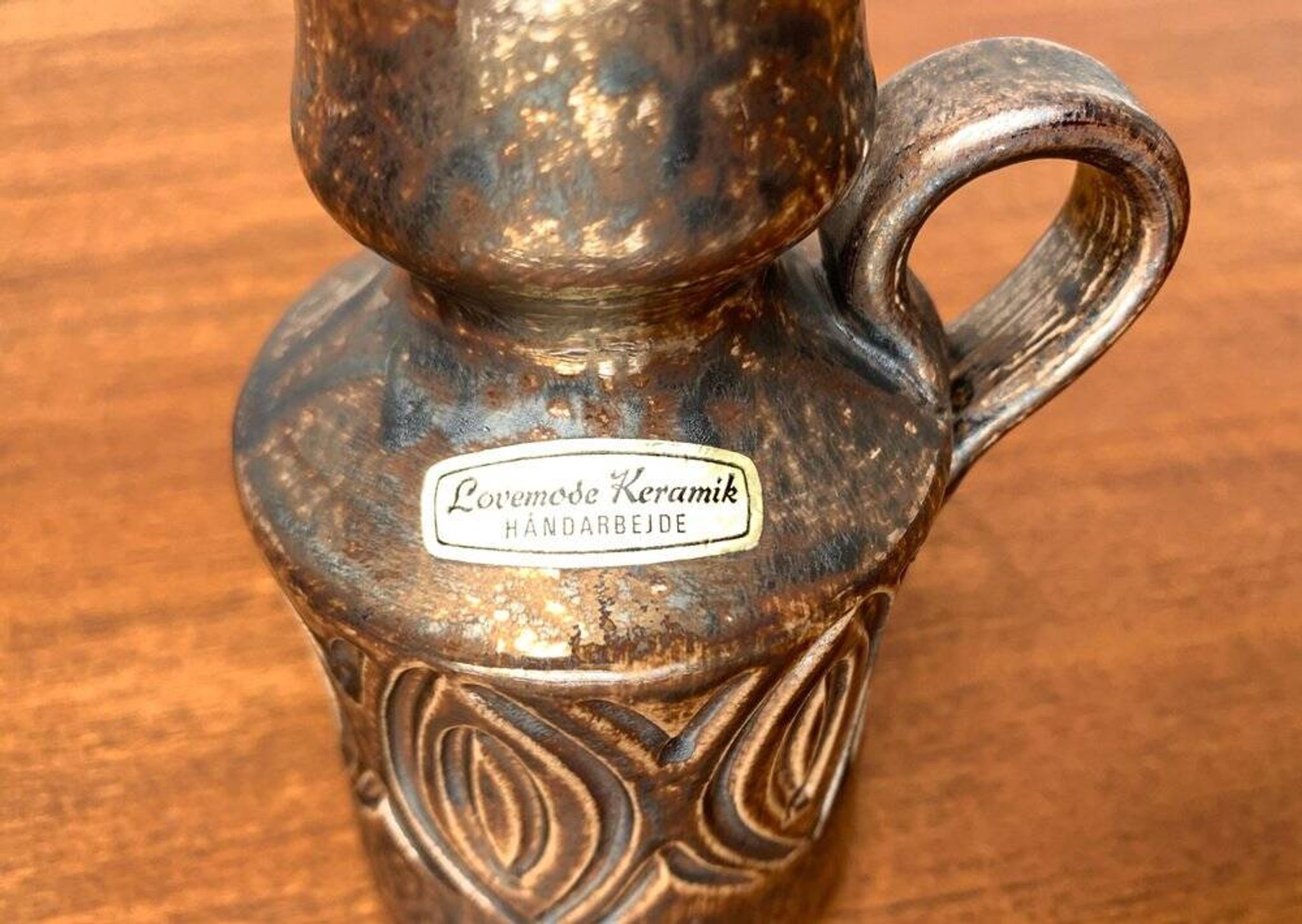 Carafe vase from Lovemose Danish Pottery Studio, mid-century Denmark, 1960s.