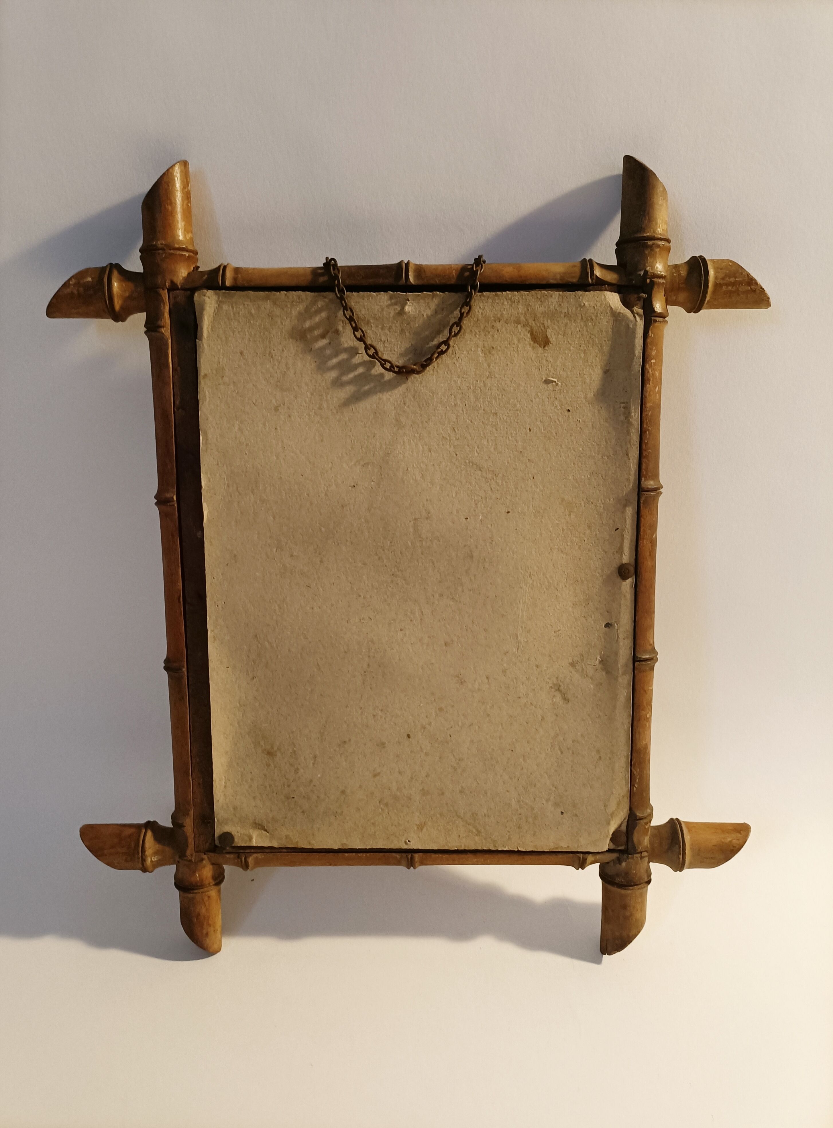 Vintage bamboo barber mirror 38x40cm