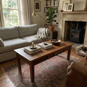 Antique solid oak coffee table, 130cm L