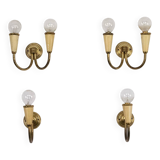 Set of four Mid-Century sconces in lacquer and brass. Italy 1950s