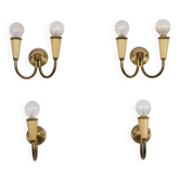 Set of four Mid-Century sconces in lacquer and brass. Italy 1950s