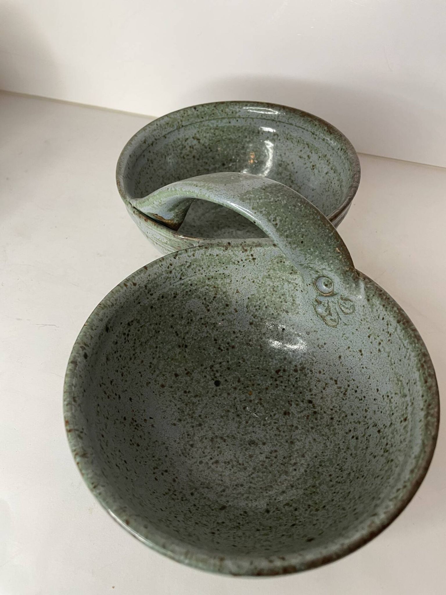 Green ceramic serving dish
