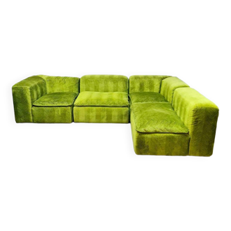 Canapé vintage modulable en velours 'Green spirit'
