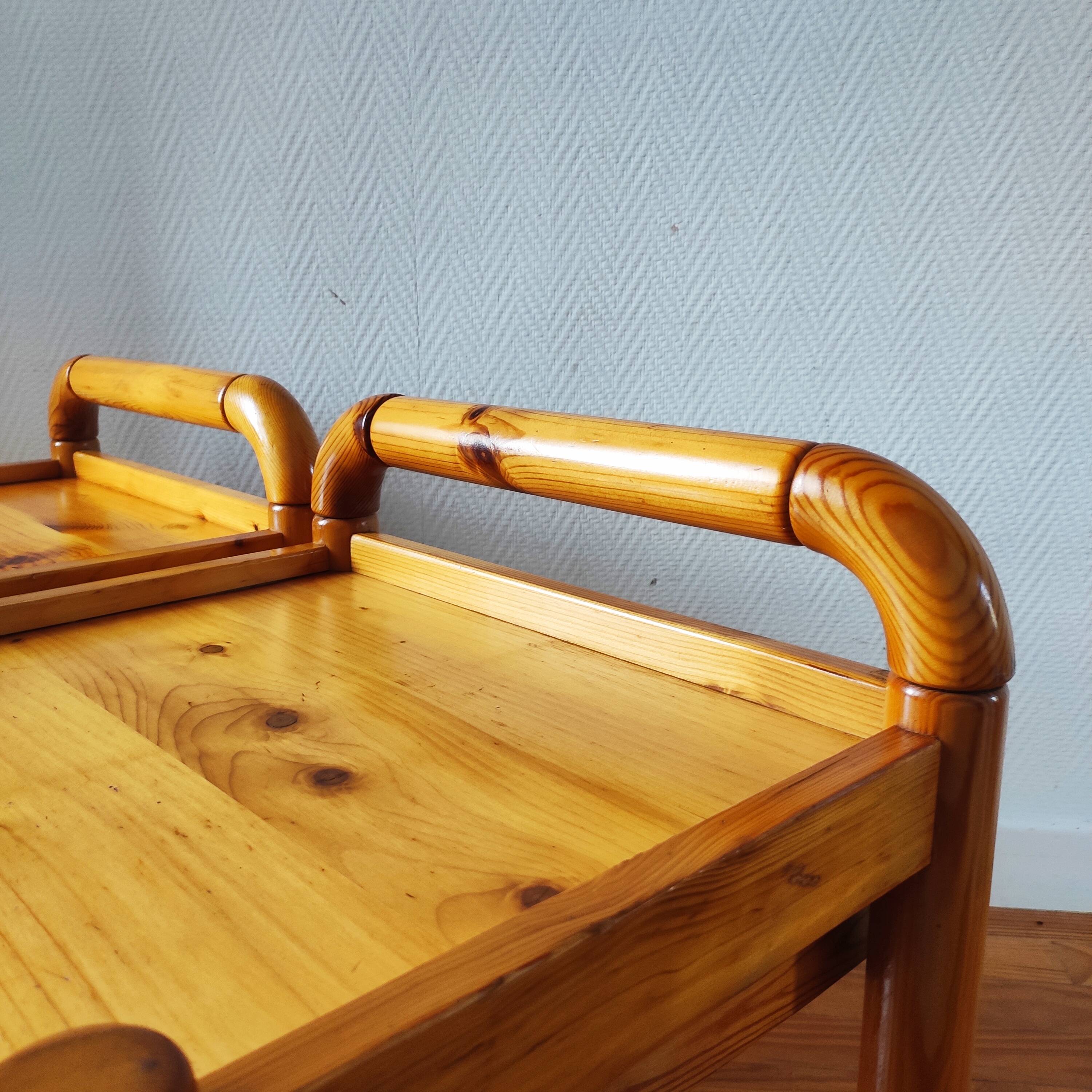 Pair of solid pine bedside tables 1980