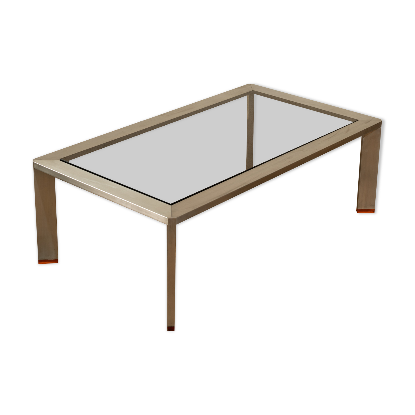 Work from the 70s Metal and smoked glass coffee table