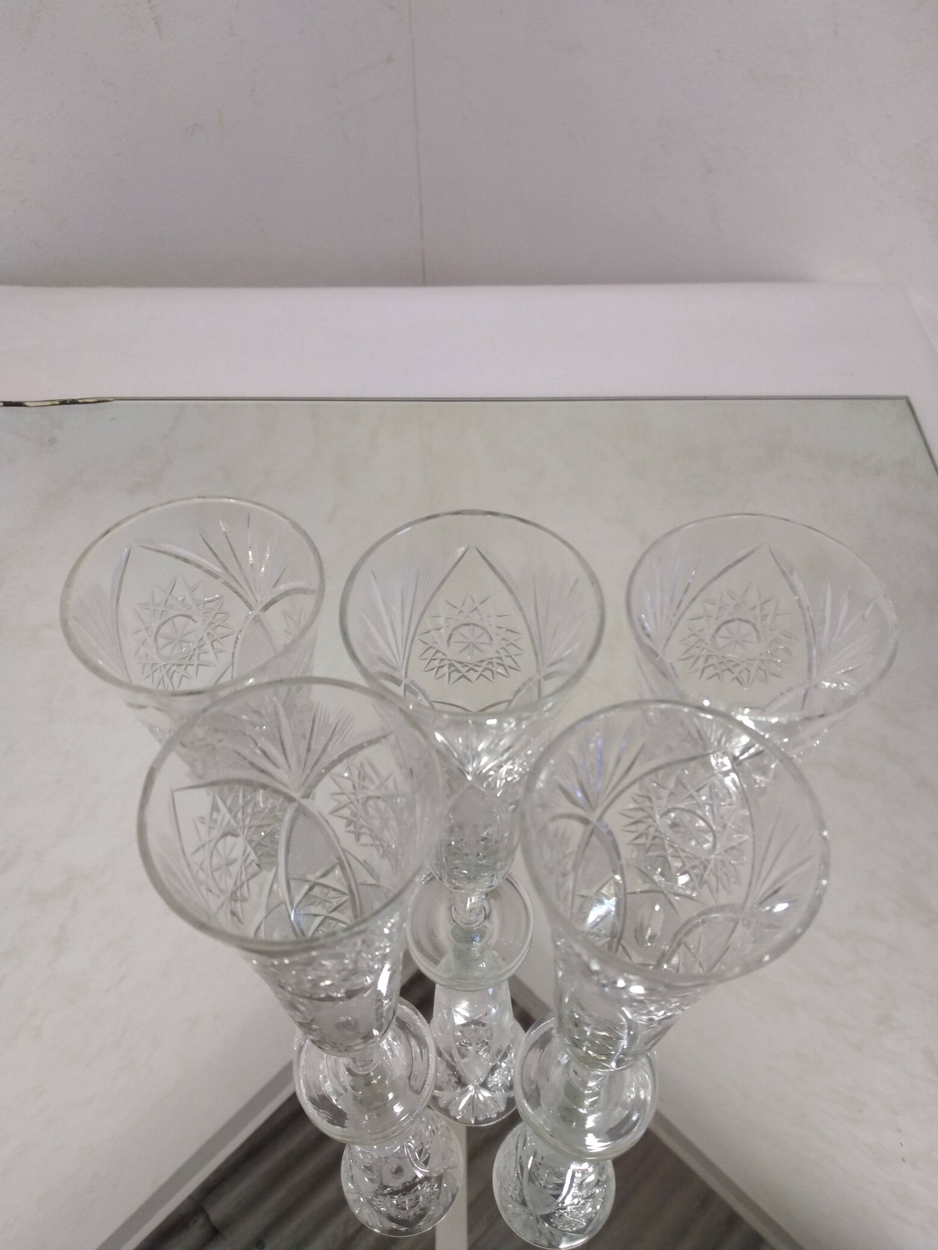 Cut crystal champagne flutes