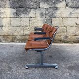 Chrome bench and camel leather