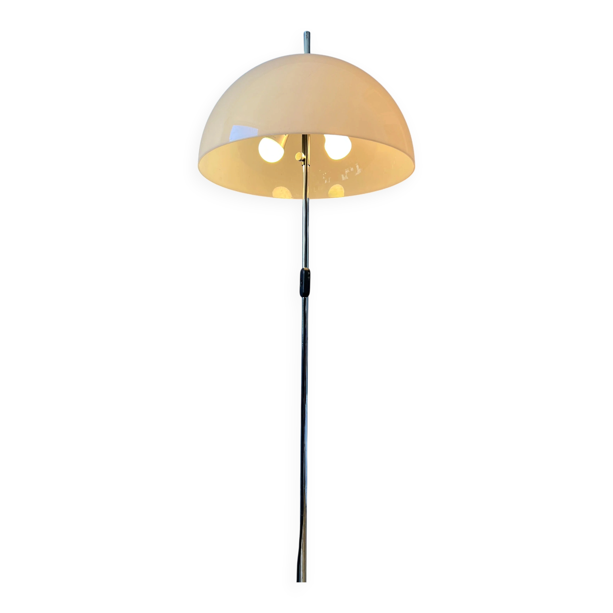 Vintage Dijkstra mushroom floor lamp with white acrylic glass shade.
