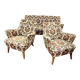 Vintage armchairs and sofa compass legs 1950 old floral pattern