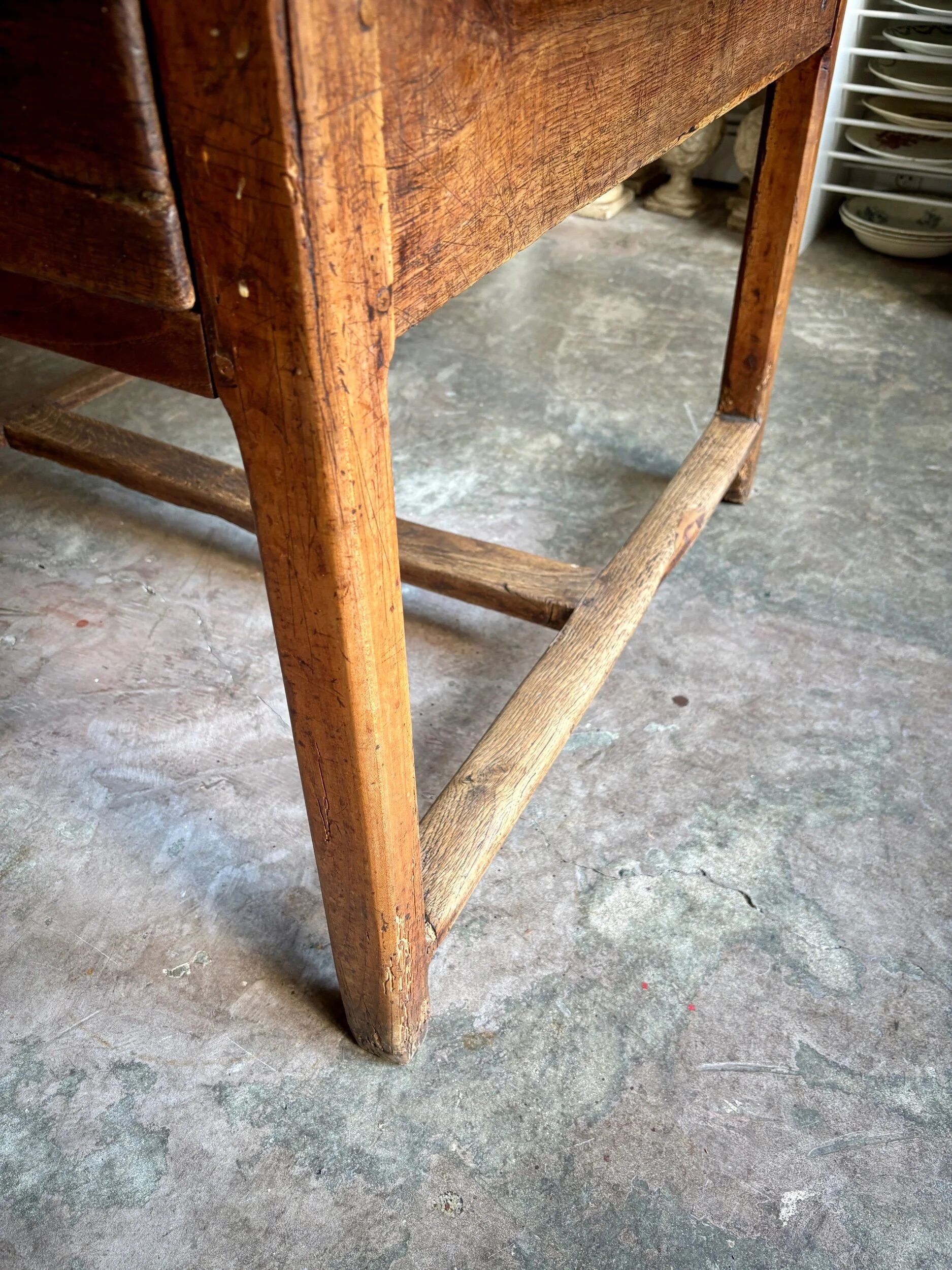 Round wooden farmhouse table