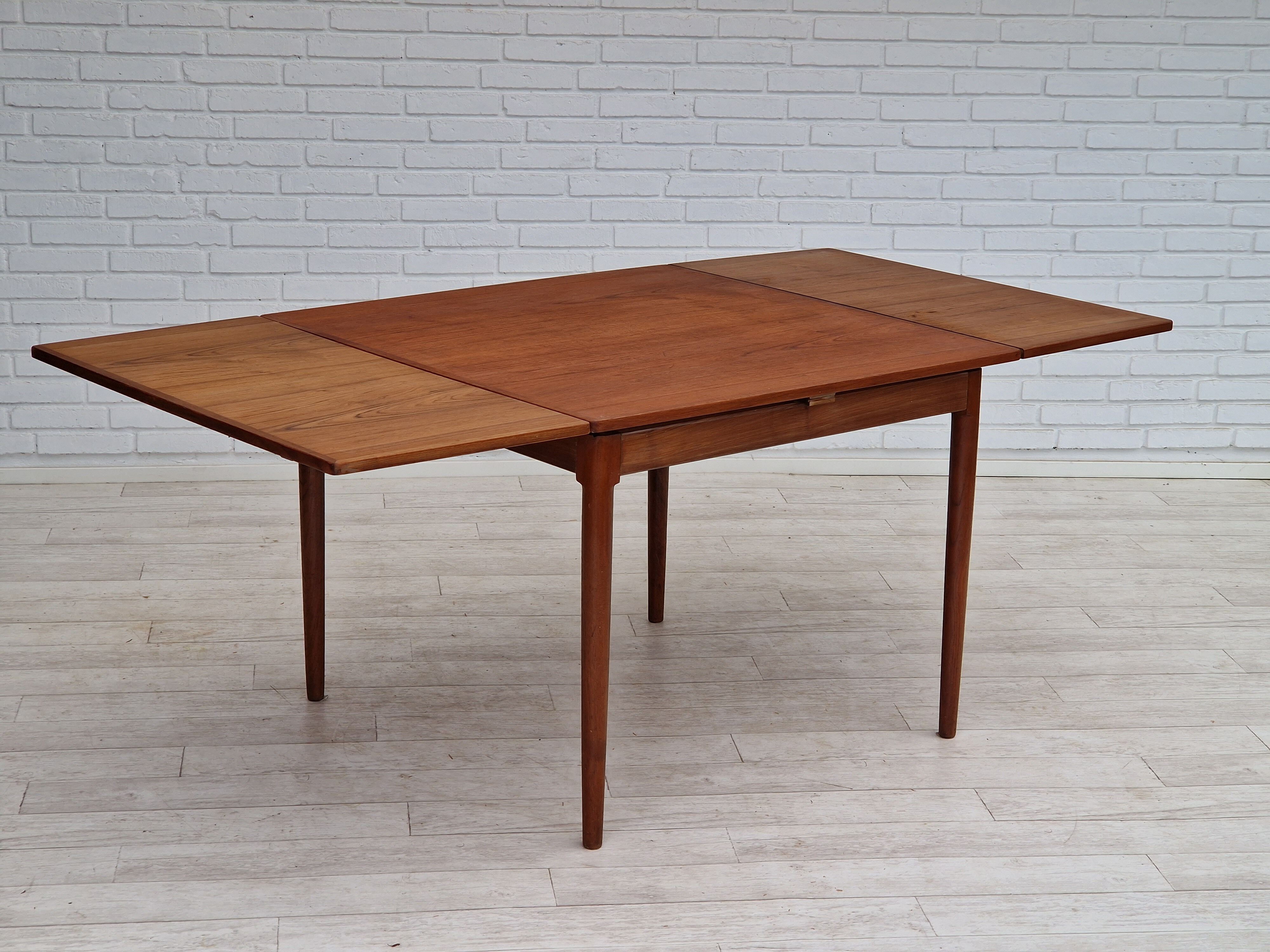 1960, Danish design, unfolded dining table, teak wood.