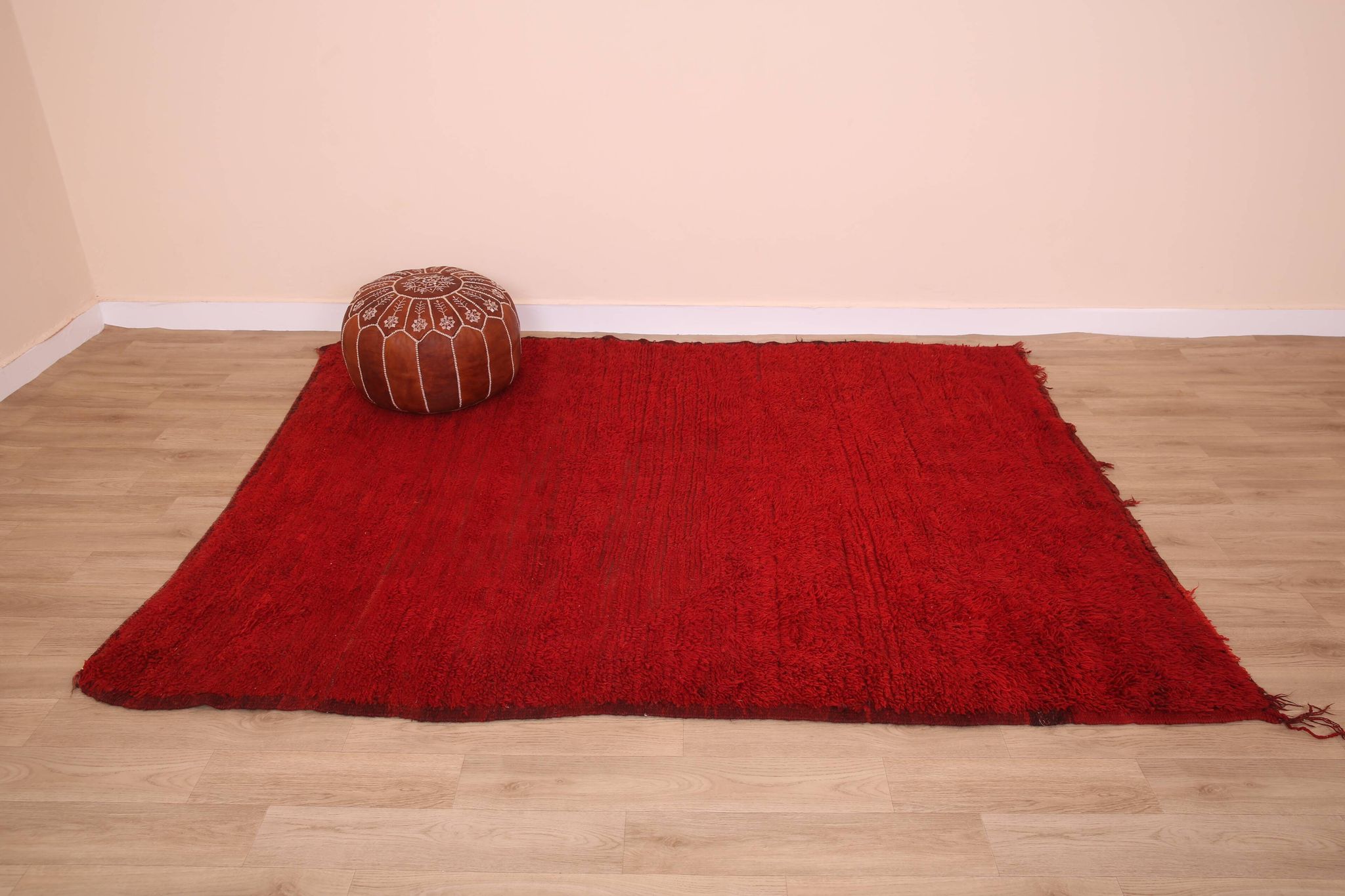 Red Vintage Moroccan Rug 180 x 230 cm, Berber Wool Rug, Handmade Boho Rug