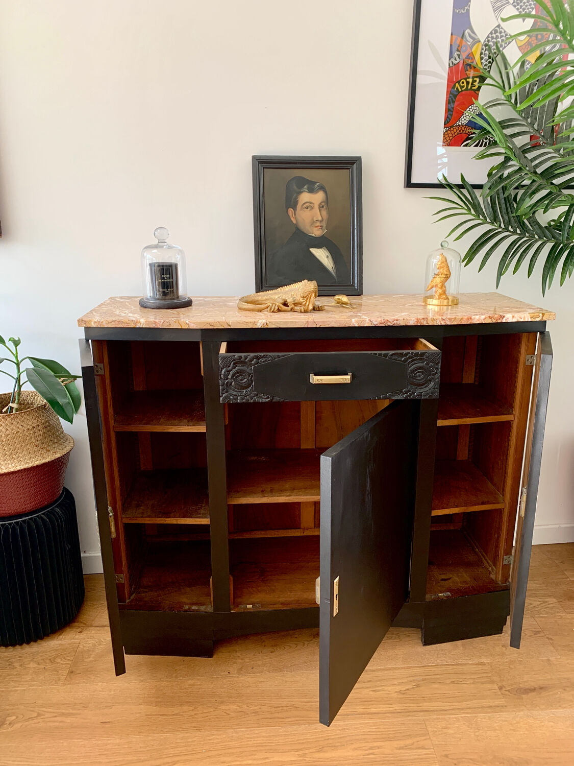 Black art deco cabinet