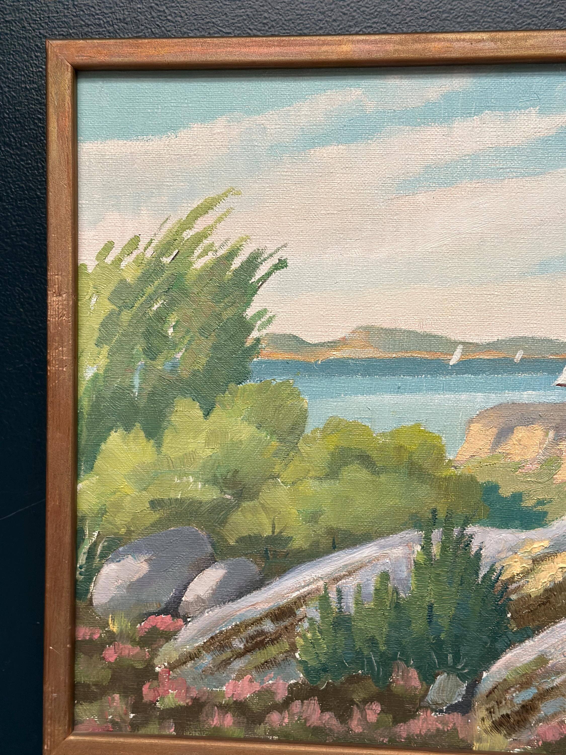 Original Swedish Oil On Canvas – “Coastal Landscape” By R. – Dated 1979 – Vintage & Framed – 50 × 42 Cm (19.7" × 16.5")