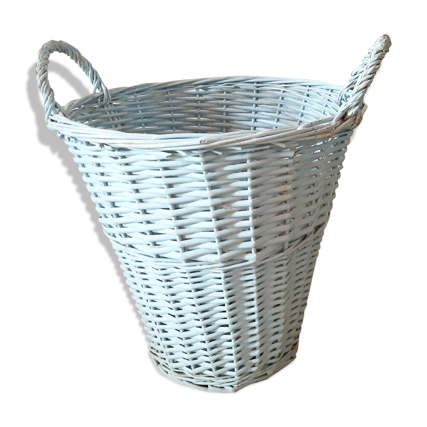 Vintage wicker paniery painted blue