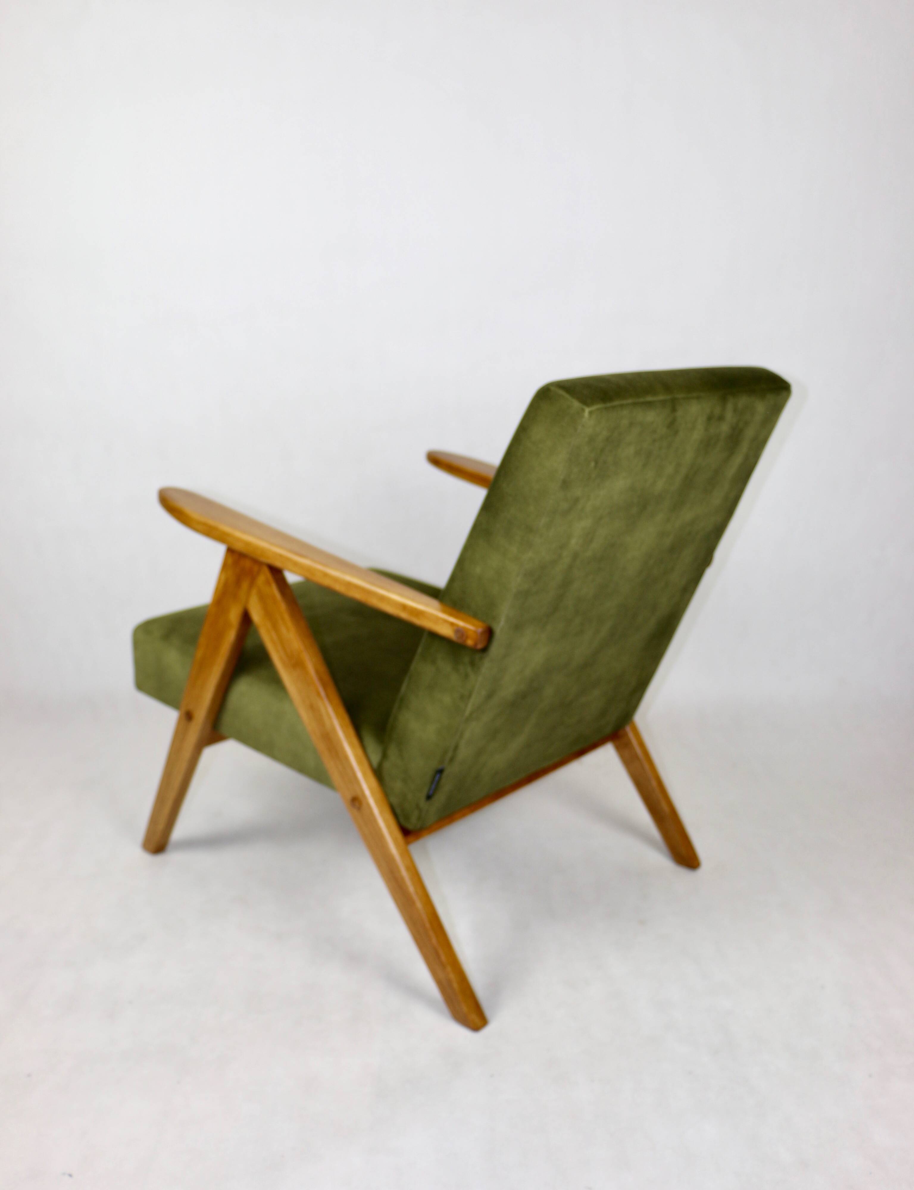 Fauteuil vintage vert olive modèle B-310, années 1970