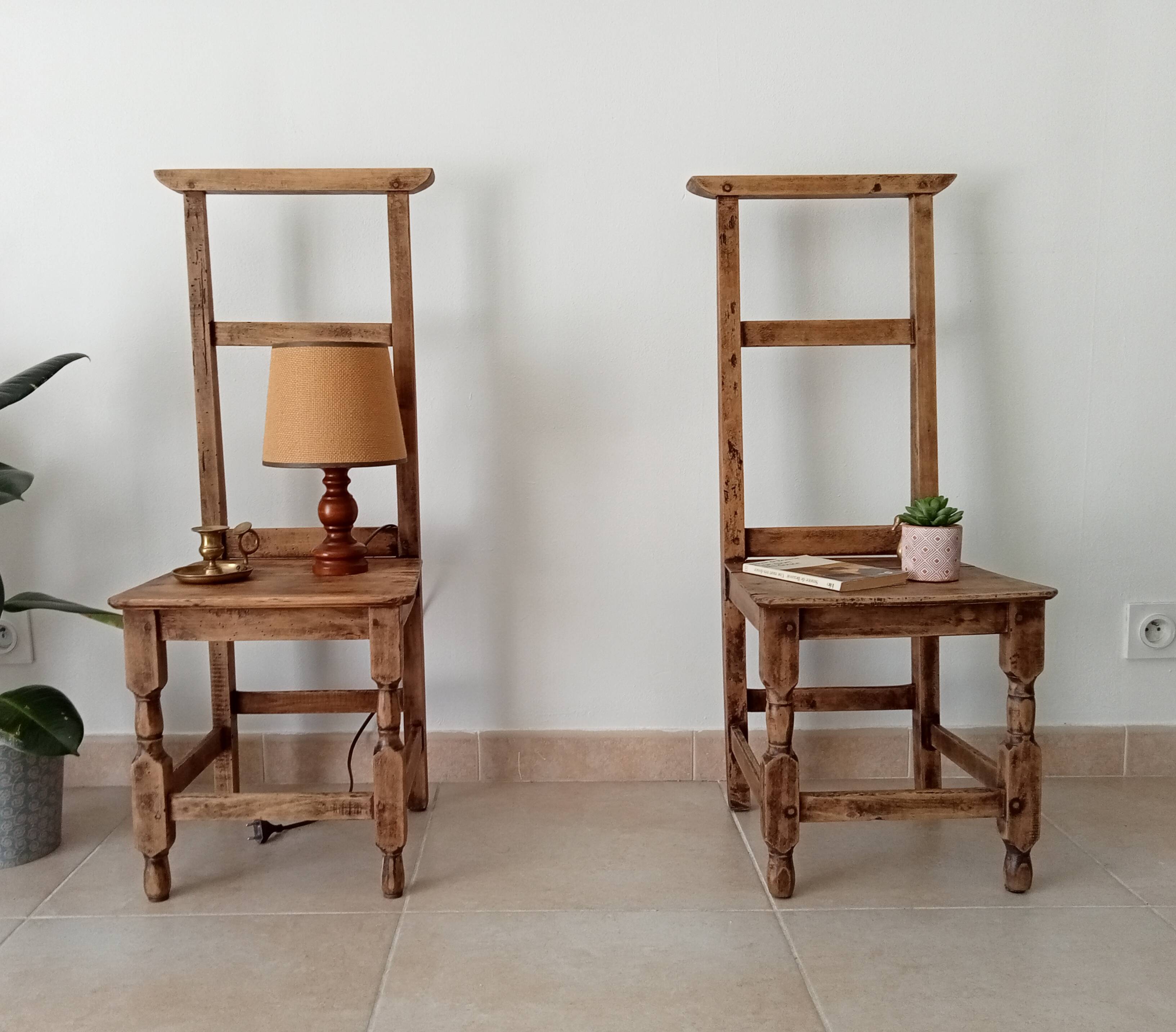 Paire de chaises anciennes prie Dieu XIXeme