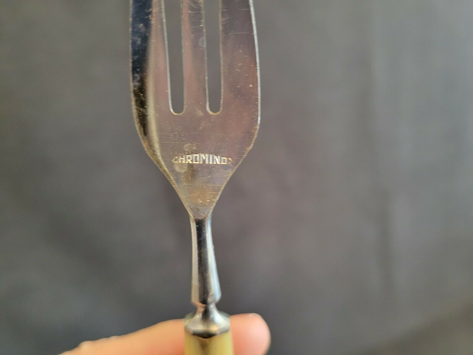 11 old small covered forks with Chromino dessert