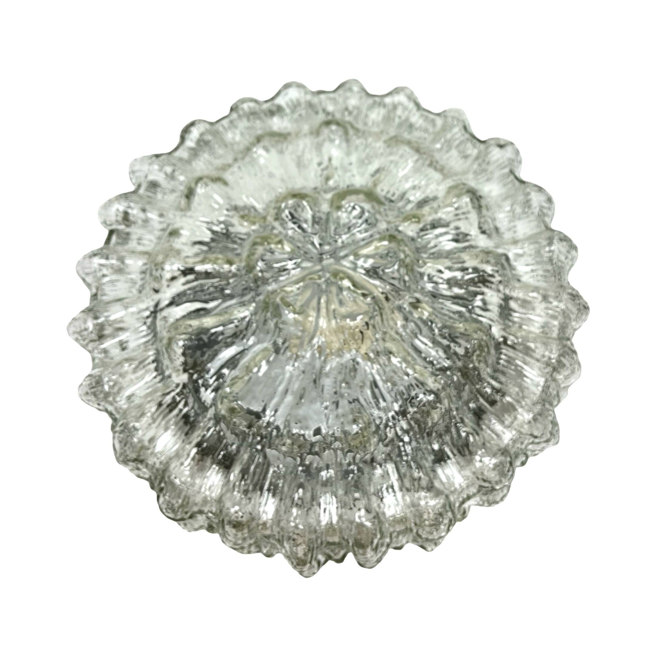 Crystal Ceiling Lamp, Wall Lamp RZB 32310 Floral Motif / Ice Glass, Germany