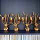 4 metal wall lights "Wheat Ears" Maison Charles, 1980