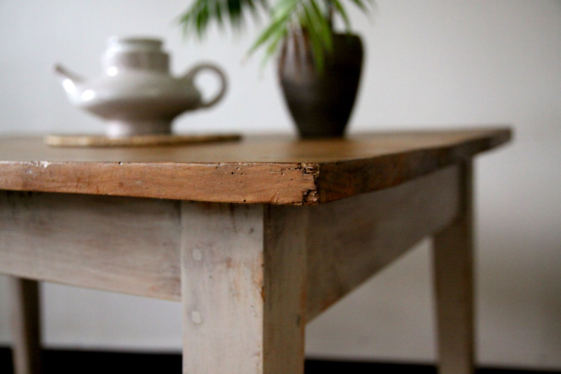 Patinated wooden dining table