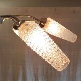 Chandelier with 6 lights in gold-plated metal and glass tulip - mid 20th century.