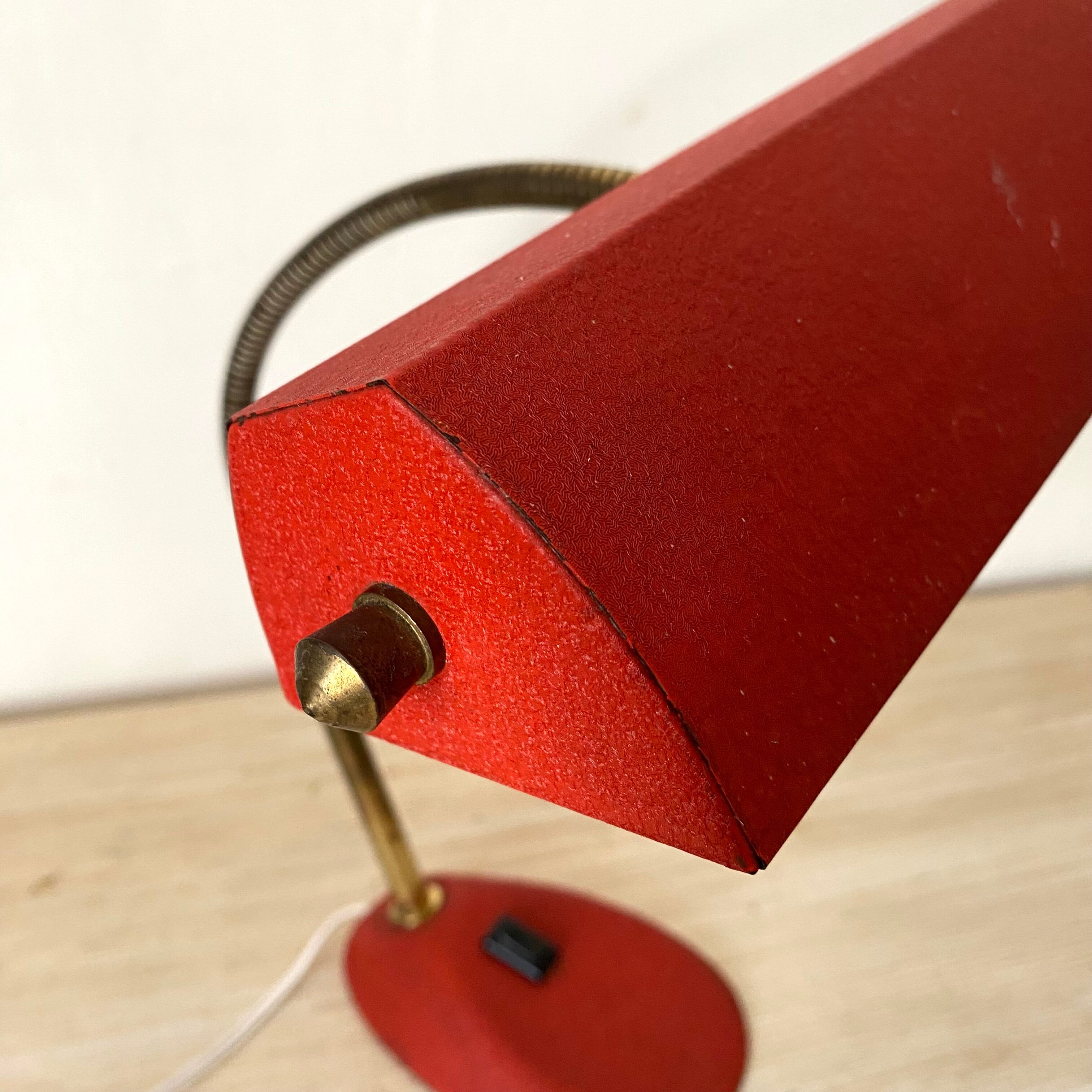 Desk lamp with flexible brass arm, 1950s