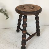 Turned wooden tripod farm stool